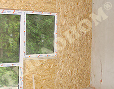 Фото стены каркасного дома, утепленной заливным пенопластом экоизол и зашитой плитой OSB - ТЕПЛОНОМ™