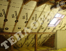 Фото eтепление мансарды между стропилами заливным пенопластом экоизол - ТЕПЛОНОМ™